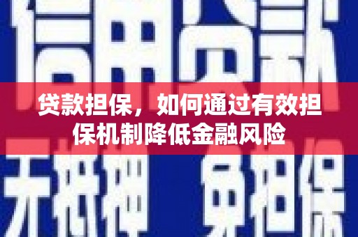 东乌旗贷款担保，如何通过有效担保机制降低金融风险